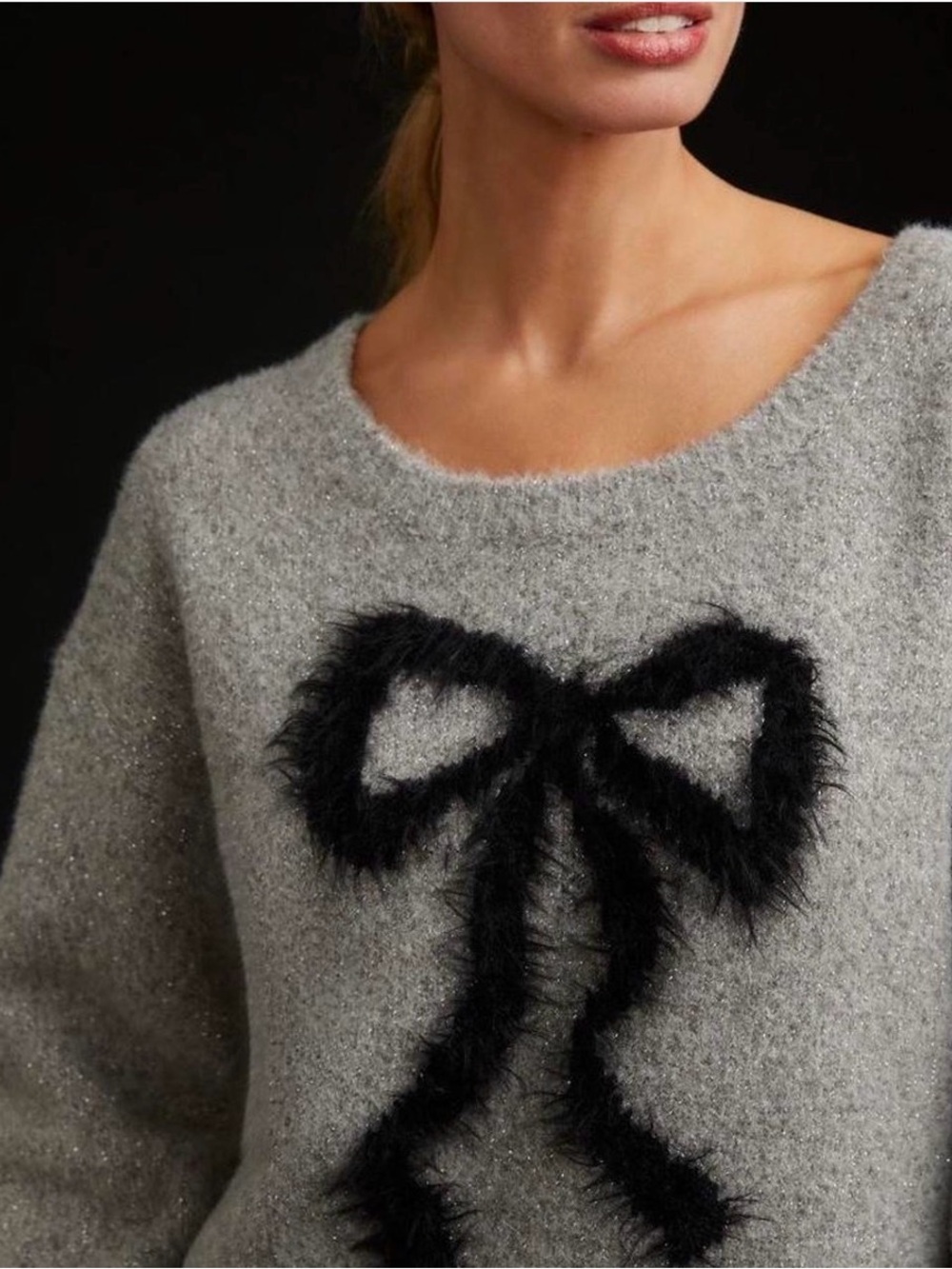 NWOT Gray Maeve Anthropologie Bow Sweater, size XS